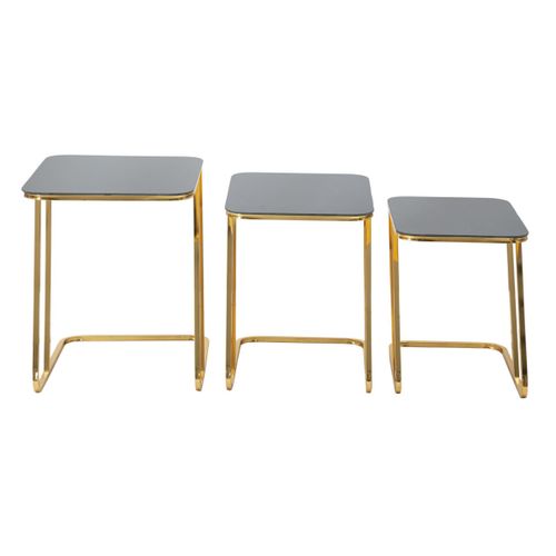 Lot De 3 Tables D'appoint Gigognes "simple" 55cm Noir et Doré