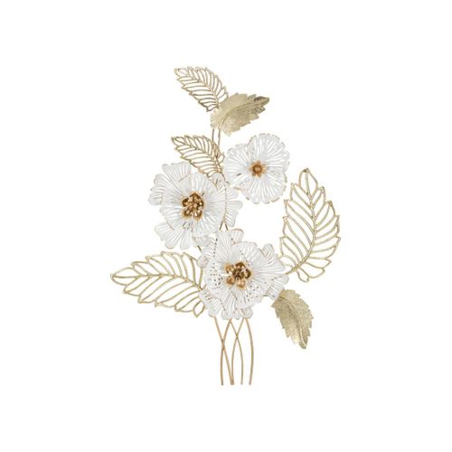 Décoration Murale En Métal "whity" 73cm Blanc et Or