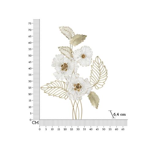 Décoration Murale En Métal "whity" 73cm Blanc et Or