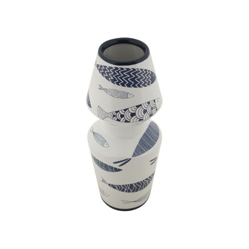 Vase Double En Céramique "poissons" 34cm Multicolore