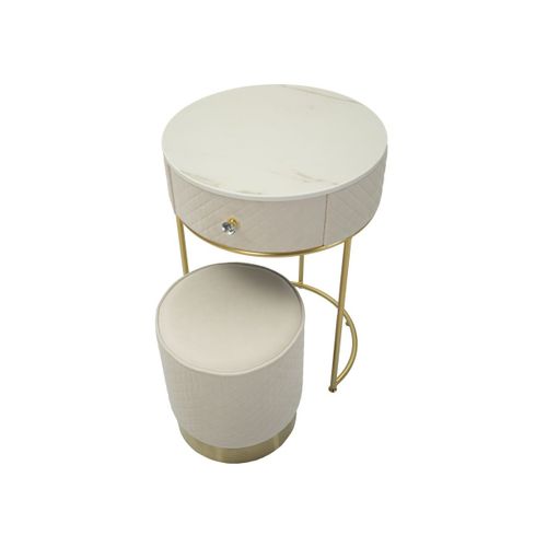 Coiffeuse D'appoint Design "vellit" 70cm Crème et Or