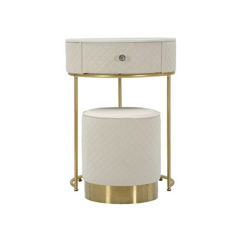 Coiffeuse D'appoint Design "vellit" 70cm Crème et Or