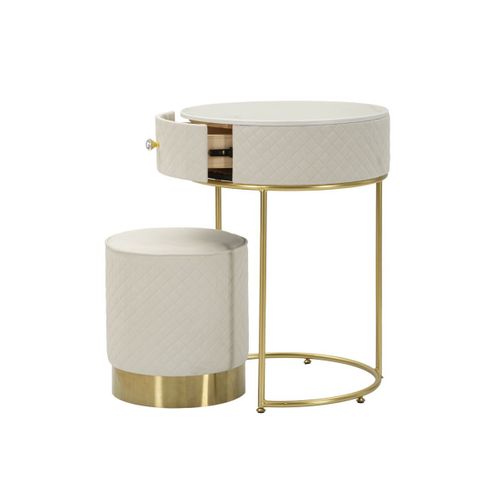 Coiffeuse D'appoint Design "vellit" 70cm Crème et Or