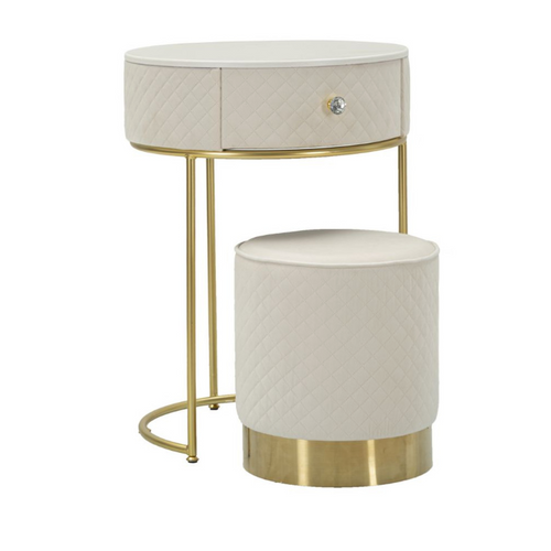 Coiffeuse D'appoint Design "vellit" 70cm Crème et Or