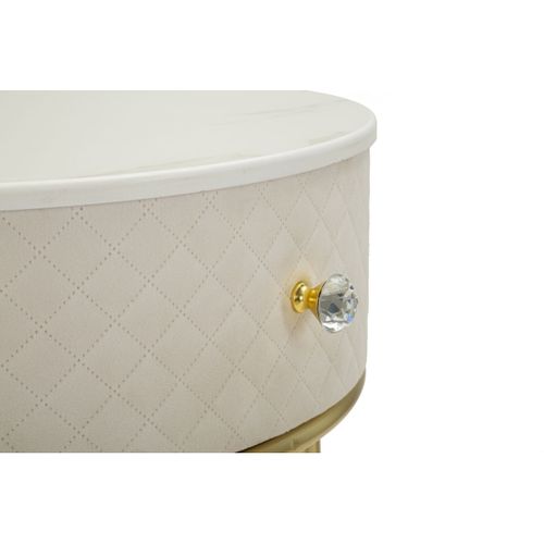 Coiffeuse D'appoint Design "vellit" 70cm Crème et Or