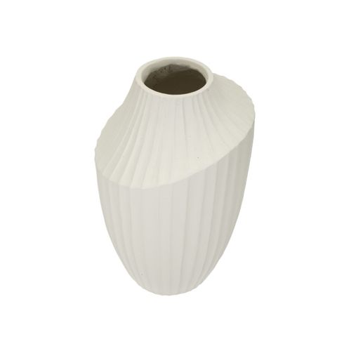 Vase Design Rainuré "ice" 38cm Crème