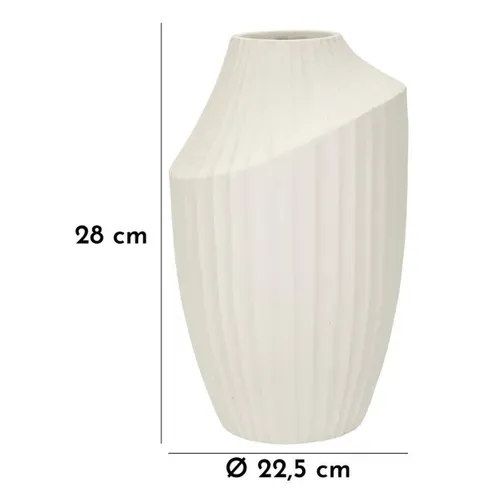 Vase Design Rainuré "ice" 38cm Crème