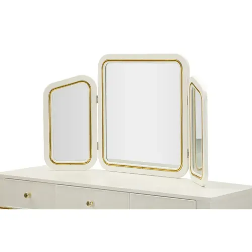 Coiffeuse Avec Miroir et Tabouret "camille" 120cm Blanc