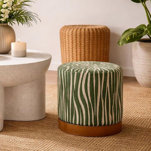 Pouf Imprimé Zèbre "savana" 40cm Vert