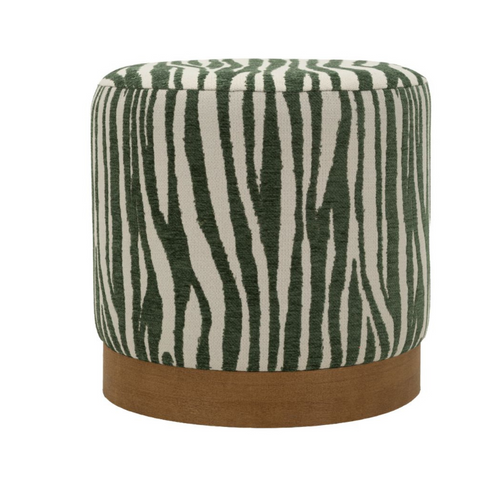 Pouf Imprimé Zèbre "savana" 40cm Vert