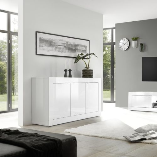 Buffet 3 portes L160cm BRIGHT blanc laqué vue d'ambiance 1