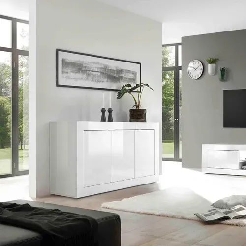 Buffet 3 portes L160cm BRIGHT blanc laqué