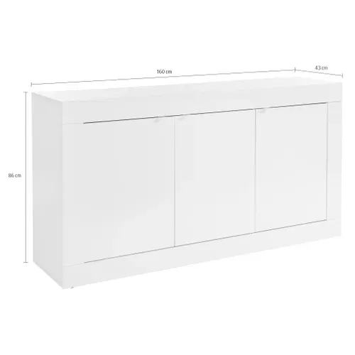 Buffet 3 portes L160cm BRIGHT blanc laqué