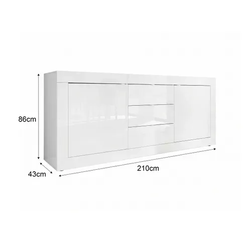 Buffet 2 portes 3 tiroirs BRIGHT blanc laqué