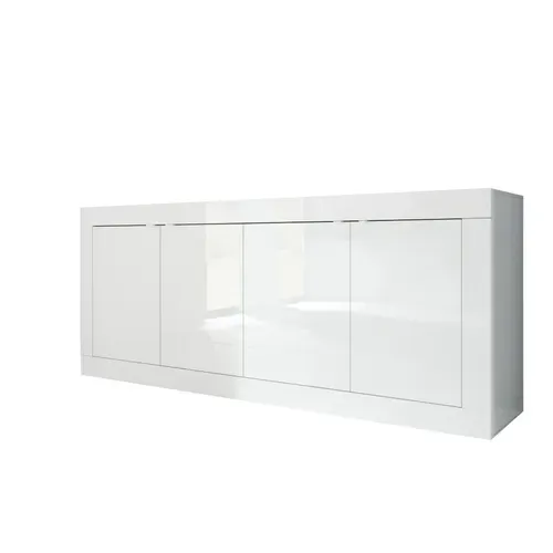 Buffet 4 portes L.207 BRIGHT blanc laqué vue de profil