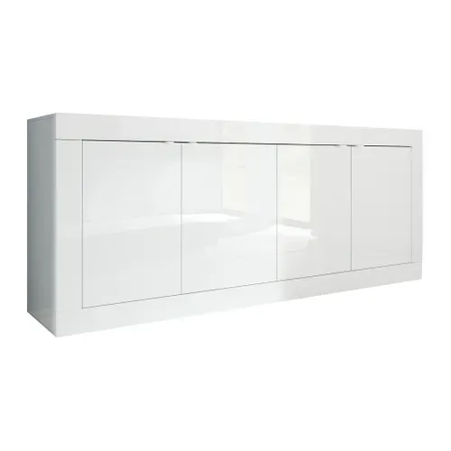 Buffet 4 portes L.207 BRIGHT blanc laqué vue 3/4