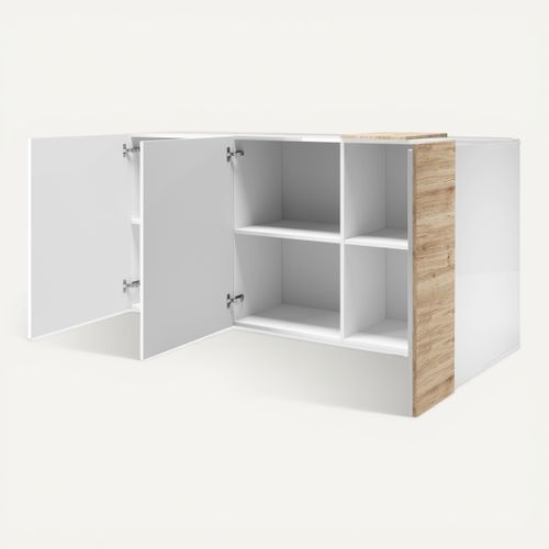 Buffet 3 portes L.180cm ROSINE Imitation chêne et blanc