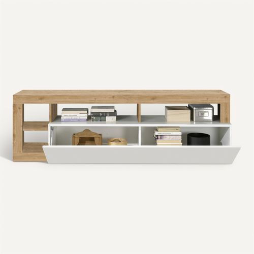 Meuble TV 184cm IGOR Imitation chêne et blanc