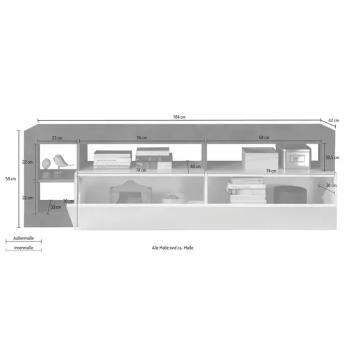 Meuble TV 184cm IGOR Imitation chêne et blanc