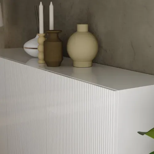 Buffet 3 portes 180 cm ELENA blanc laque brillant vue détaillée