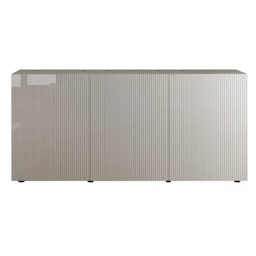 Buffet 3 portes 180 cm ELENA blanc laque brillant vue de face