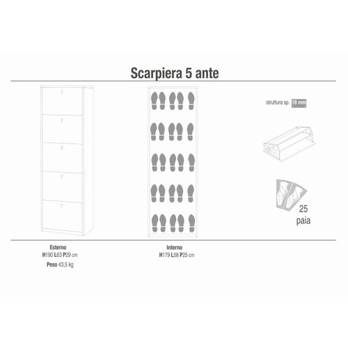 Armoire à Chaussures 5 Portes - Beige