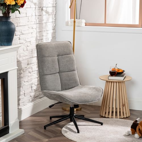 Fauteuil Salon Fonction D'inclinaison Pivotant Sur 360° Avec Dossier En Tissu Chenille Gris