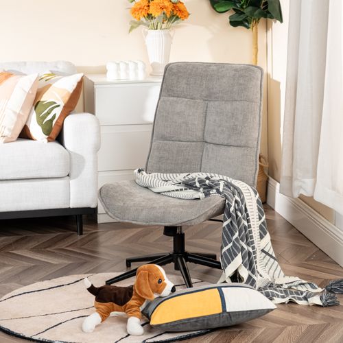 Fauteuil Salon Fonction D'inclinaison Pivotant Sur 360° Avec Dossier En Tissu Chenille Gris