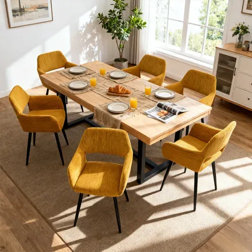 Lot De 6 Chaises De Salle à Manger En  En Métal Pour Cuisine Salon Chambre Bureau , Jaune