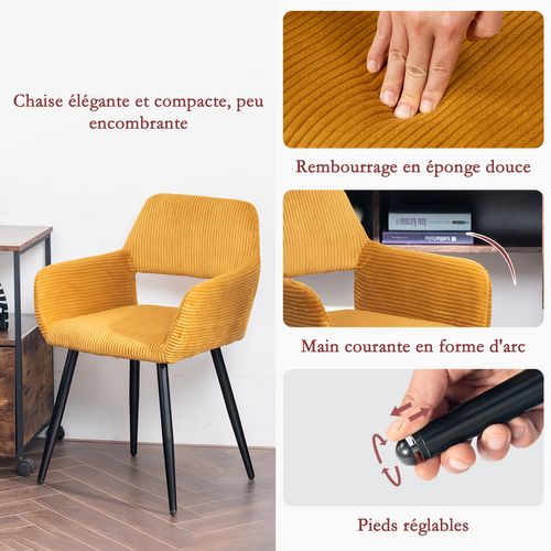 Lot De 6 Chaises De Salle à Manger En  En Métal Pour Cuisine Salon Chambre Bureau , Jaune