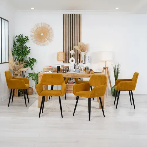 Lot De 6 Chaises De Salle à Manger En  En Métal Pour Cuisine Salon Chambre Bureau , Jaune