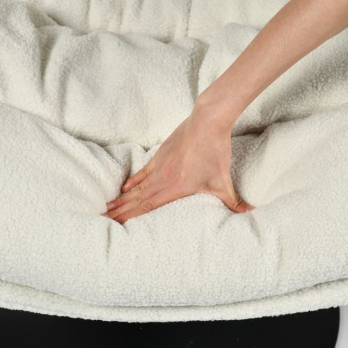 Fauteuil Salon Pivotant Sur 360° Fonction D'inclinaison Hauteur Réglable En Boulette Blanc