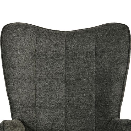 Fauteuil De Salon Avec Accoudoirs Et Assise Épais Pied Métal En Tissu Gris Foncé