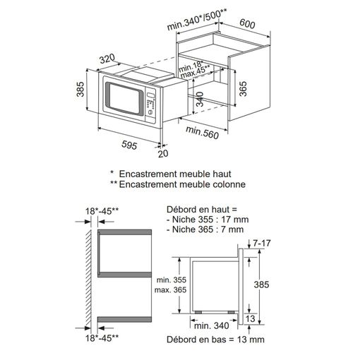 Micro-ondes Gril Encastrable 20l 900w Inox - Gmi203ix-1