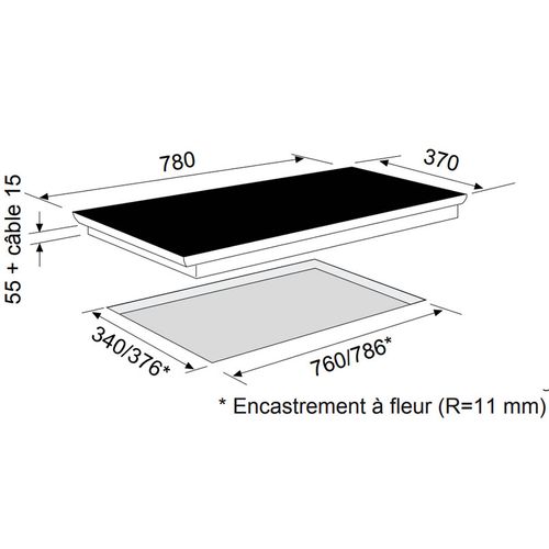 Table De Cuisson à Induction 78cm 3 Feux 6700w Noir Ati83bk