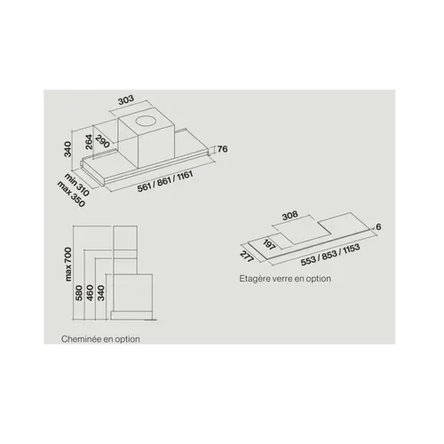 Hotte Décorative Murale Encastrée 90 cm 65db 480m3/h Inox - Virgola3431