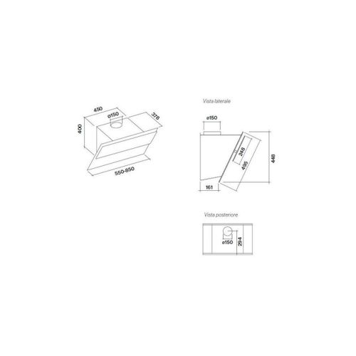 Hotte Murale Inclinée 85cm 584m3/h Blanc Verso1411