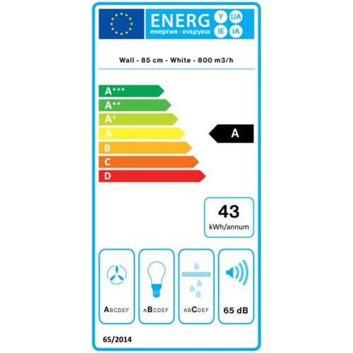 Hotte Murale Inclinée 85cm 584m3/h Blanc Verso1411