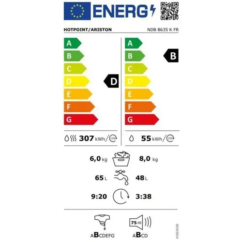 Lave-linge Séchant 8kg / 6kg 1400 trs/mn - Ndb8635kfr