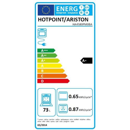 Four Encastrable 73 L Noir - Pyrolyse, Airfry, Steamo, 8 Fonctions A+ 3450 W - HA4S80PM0BA
