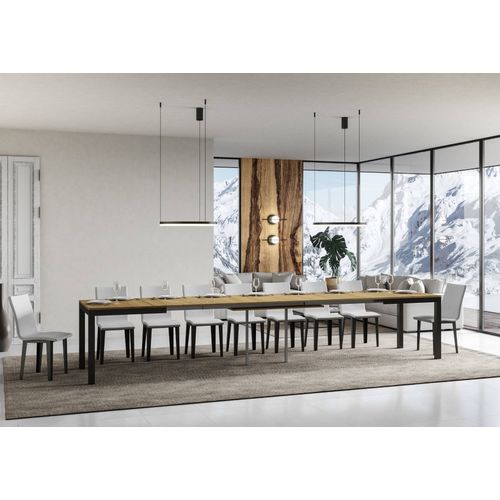Table Extensible 90x120/380 Cm Everyday Evolution Chêne Nature Cadre Anthracite
