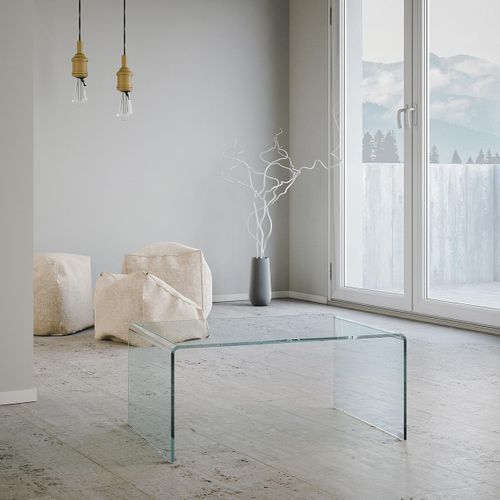 Table D'appoint Galaxy En Verre Courbe 80x45x35 Cm