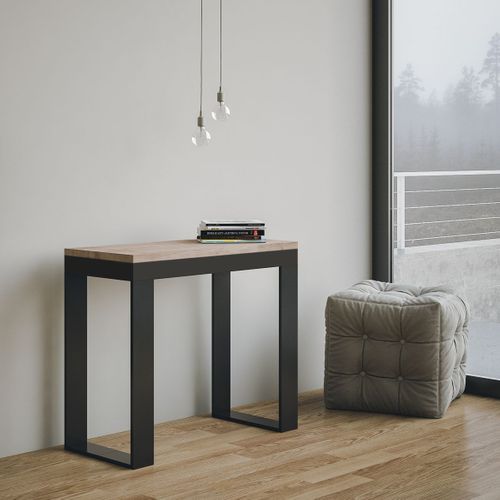 Console Extensible 90x40/196 Cm Tecno Evolution Small Chêne Nature Cadre Anthracite