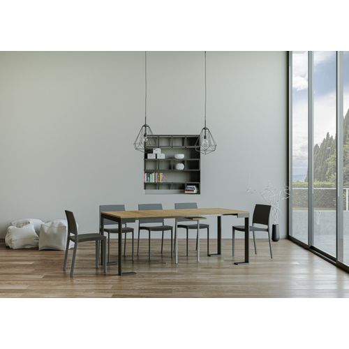 Console Extensible 90x40/196 Cm Tecno Evolution Small Chêne Nature Cadre Anthracite