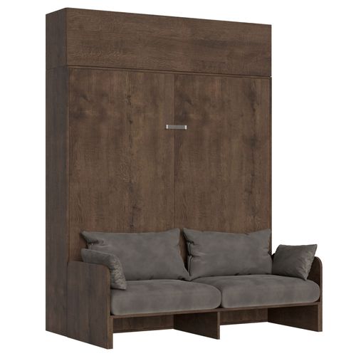 Armoire Lit Escamotable Vertical 160 Kentaro Sofa Avec Èlèment Haut Noyer