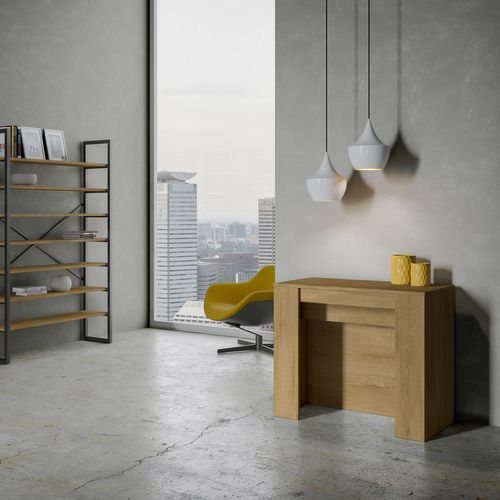 Console Extensible 90x48/296 Cm Venus Chêne Nature Rallonges Internes