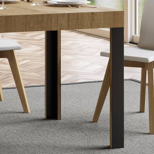 Table Extensible 70x110/194 Cm Linea Chêne Nature Cadre Anthracite