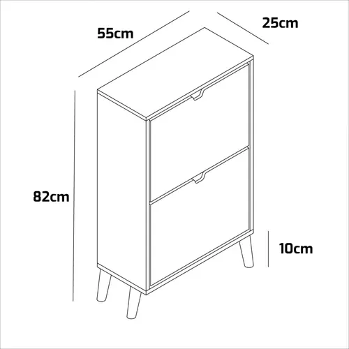 Emma - Meuble à Chaussures Gain De Place 2 Portes 55x82x25 Cm 12 Paires En Bois Blanc
