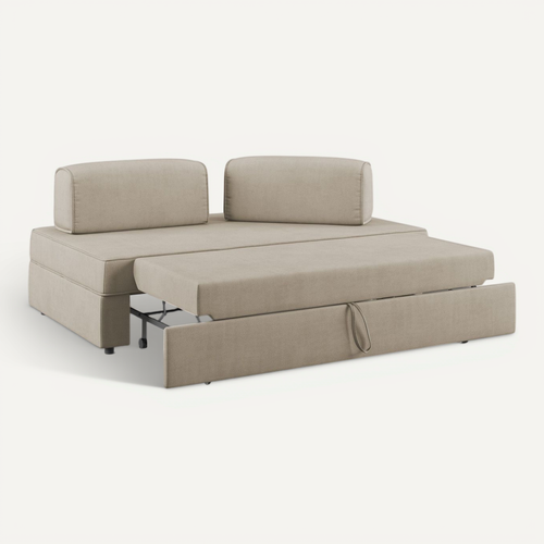 Liberty Canapé Avec Pouf Amovible Et Dossier Amovible En Tissu Imperméable T02 200 Cm Beige