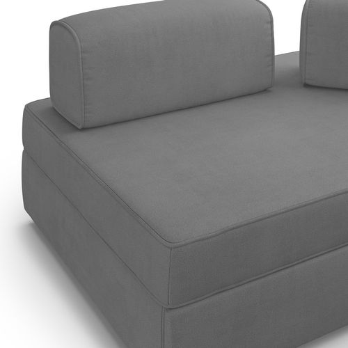 Minerva Canape Lineaire Avec Pouf Extractible En Tissu Doux Impermeable T02 Gris